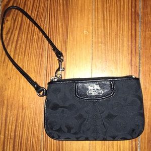 Black coach zippered wristlet